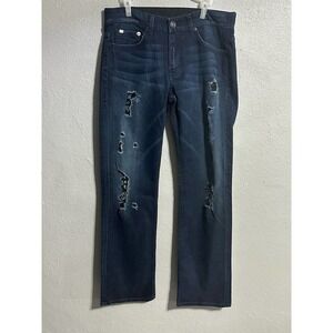 ARMANI EXCHANGE A/F BLUE-BLACK DISTRESSED STRE DESTROY DENIM BLUE JEANS SIZE 32